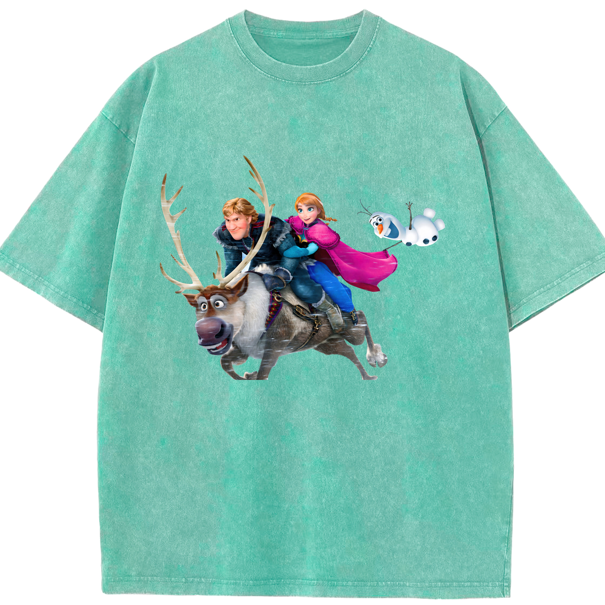 （画像用） アナと雪の女王 アンナ エルサ Frozen Anna Elsa 綿100% ヴィンテージ風 半袖Tシャツ（フロントプリント）